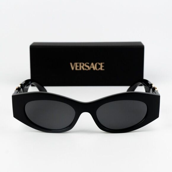 NEW Versace VE4480U GB1/87 Black Gold Dark Grey Oval Unisex Sunglasses main image 10